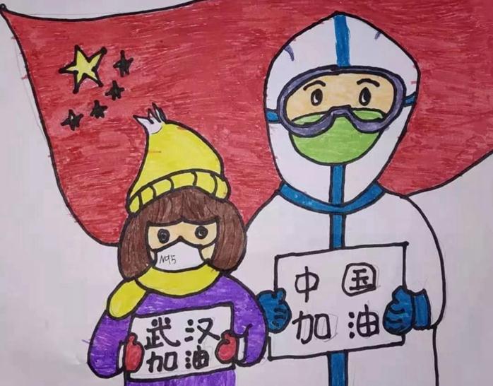 宁化：小学生创作防疫绘画作品为武汉加油